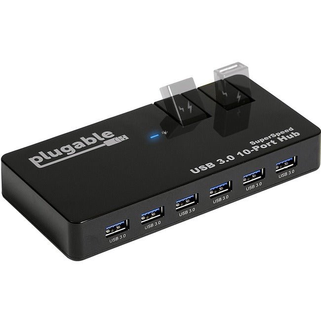Plugable Usb Hub. 10 Port - Usb 3.0 5Gbps With 48W Power Adapter And Two Flip-Up Ports
