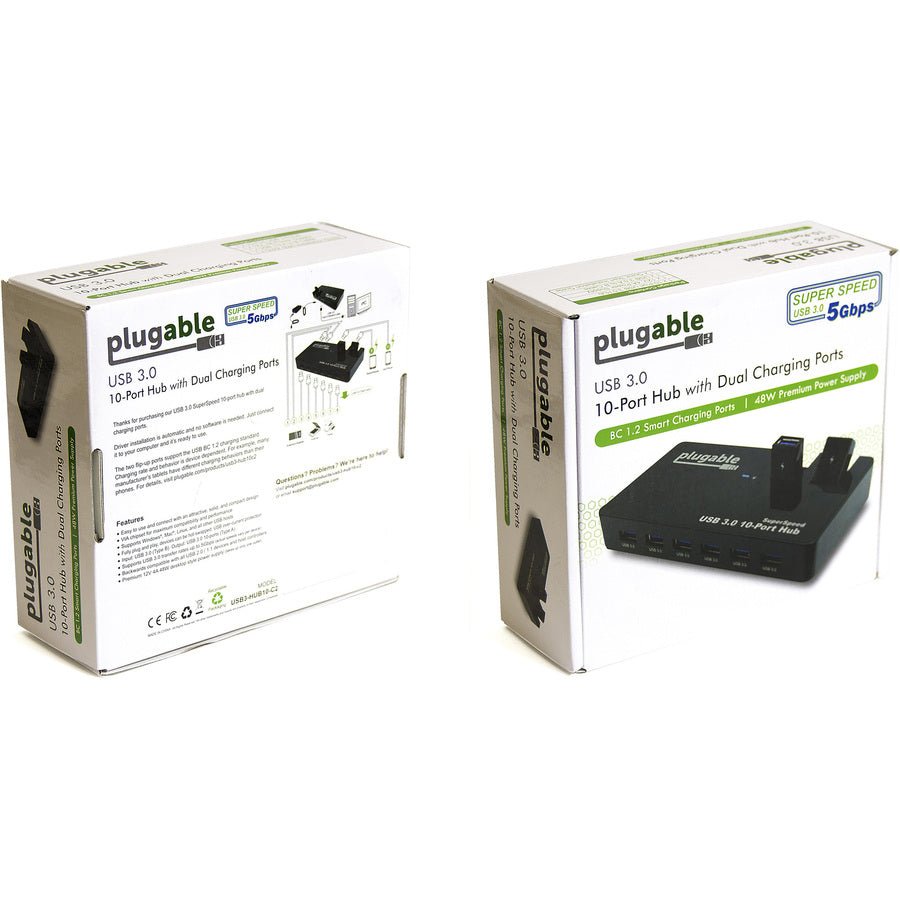Plugable Usb Hub. 10 Port - Usb 3.0 5Gbps With 48W Power Adapter And Two Flip-Up Ports - Image 2