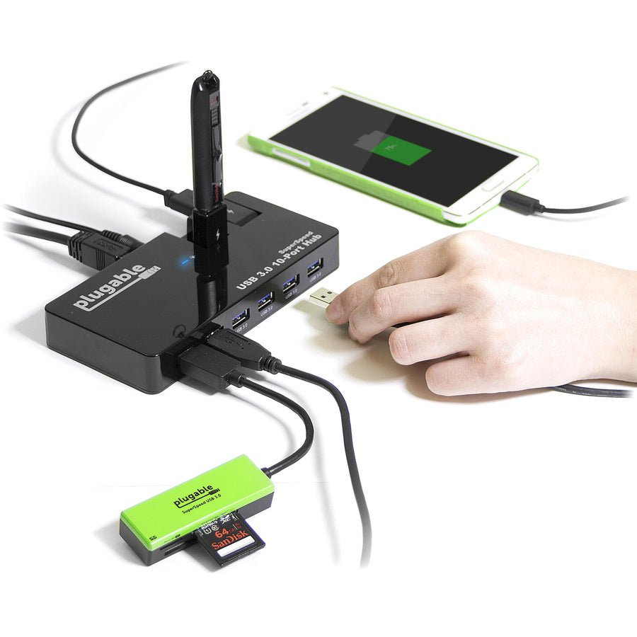 Plugable Usb Hub. 10 Port - Usb 3.0 5Gbps With 48W Power Adapter And Two Flip-Up Ports - Image 4