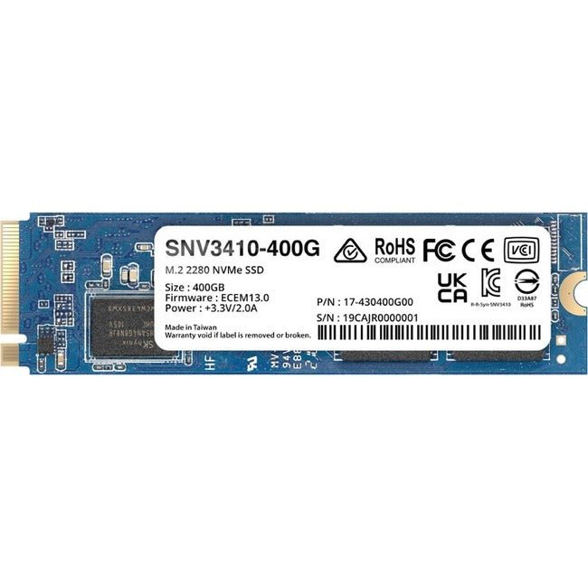 Synology Snv3000 Snv3410-400G 400 Gb Solid State Drive - M.2 2280 Internal - Pci Express Nvme (Pci Express Nvme 3.0 X4)