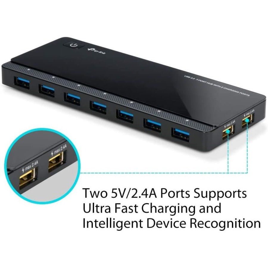 Tp-Link Uh720 - Powered Usb Hub 3.0 With 7 Usb 3.0 Data Ports And 2 Smart Charging Usb Ports - Image 2